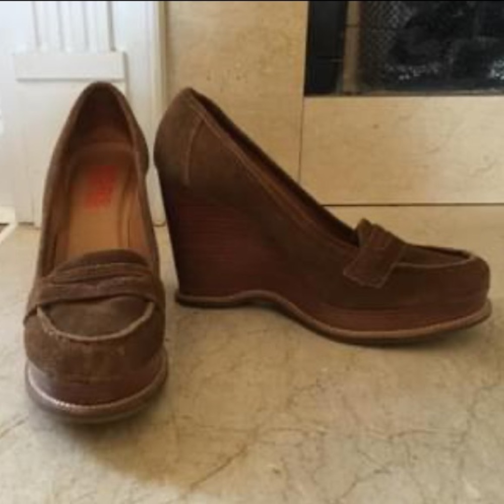 Michael Kors Brown Suede Platform Wedges, Size 6.5